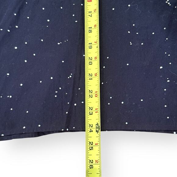 Eileen Fisher Ink Blue Organic Cotton Voile Splatter Print Box Top S/M Oversized - Picture 8 of 9